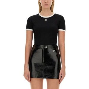 Courrèges Slim Fit Black T-Shirt With Contrasting Trim - NWT